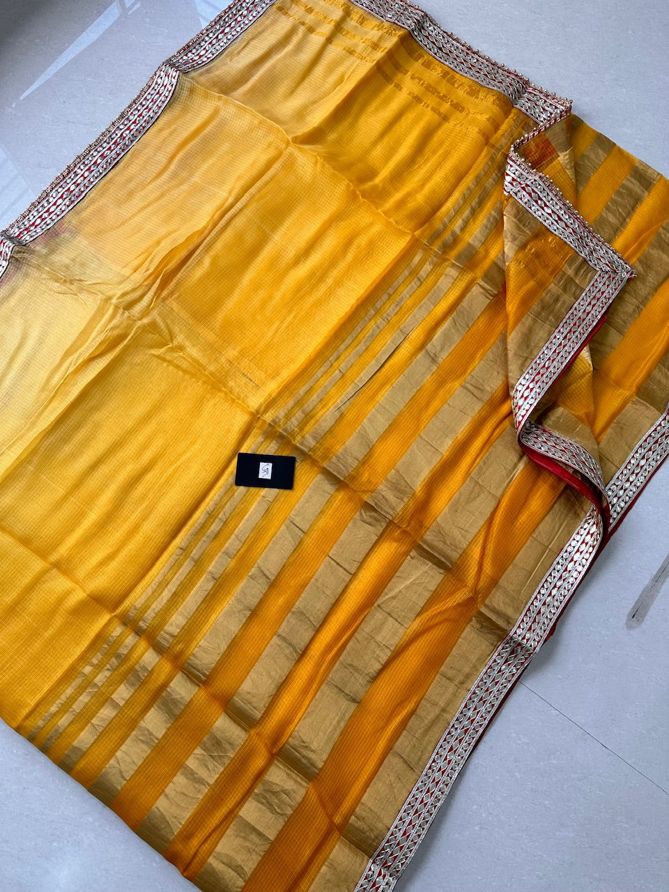 Pure Jaipuri Gota Patti Lace Crafted Kota Silk Saree