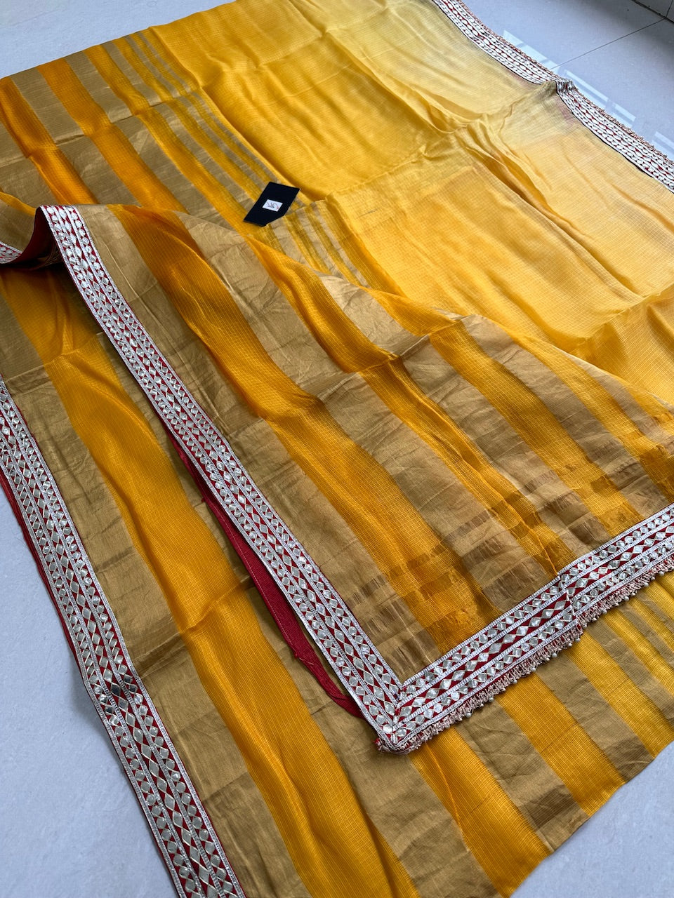 Pure Jaipuri Gota Patti Lace Crafted Kota Silk Saree