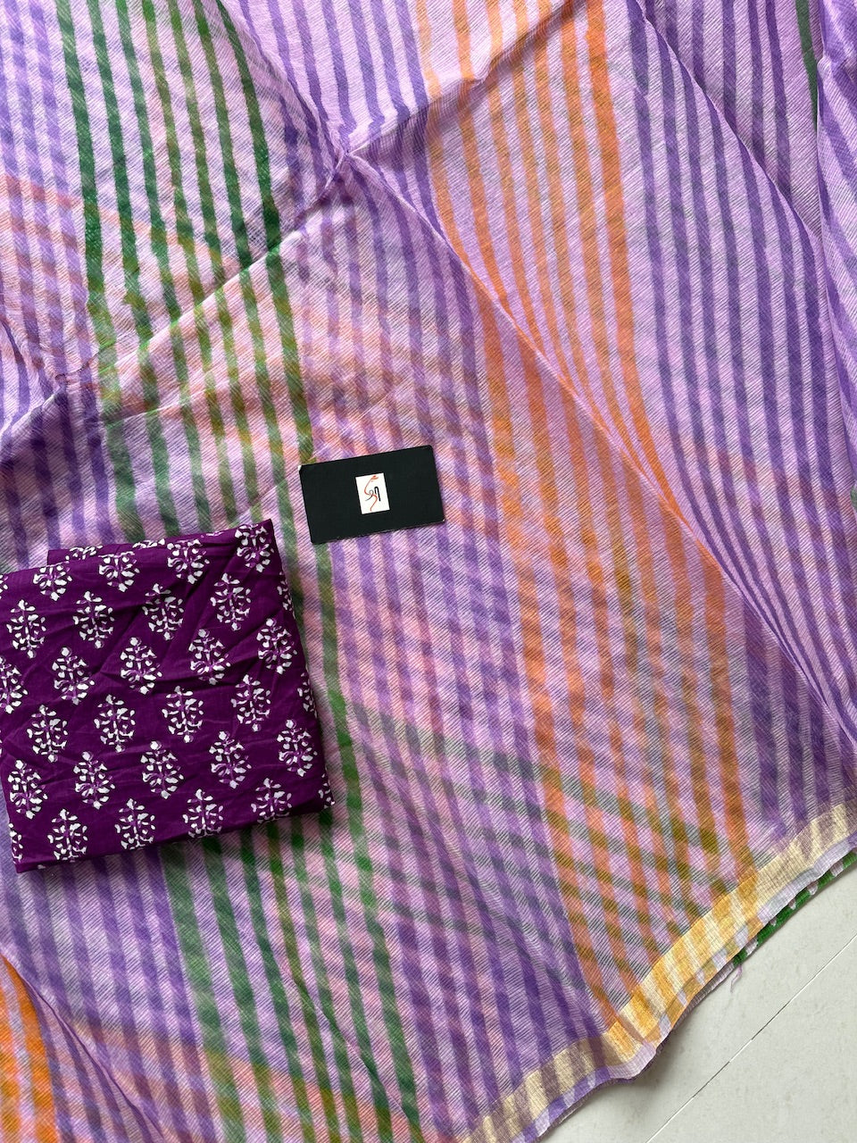 HandBlock Printed Kota Cotton Doria Saree