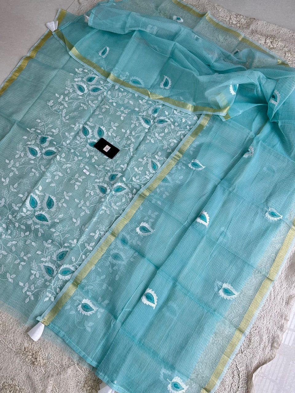 Embroidered Kota Cotton Doria Top N Dupatta (Suit)