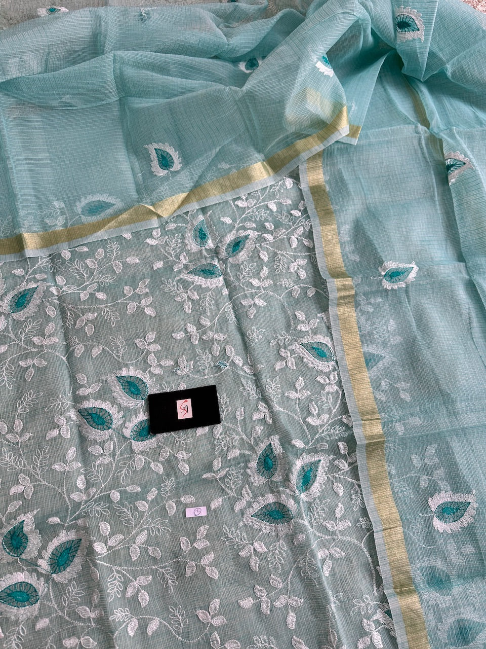 Embroidered Kota Cotton Doria Top N Dupatta (Suit)