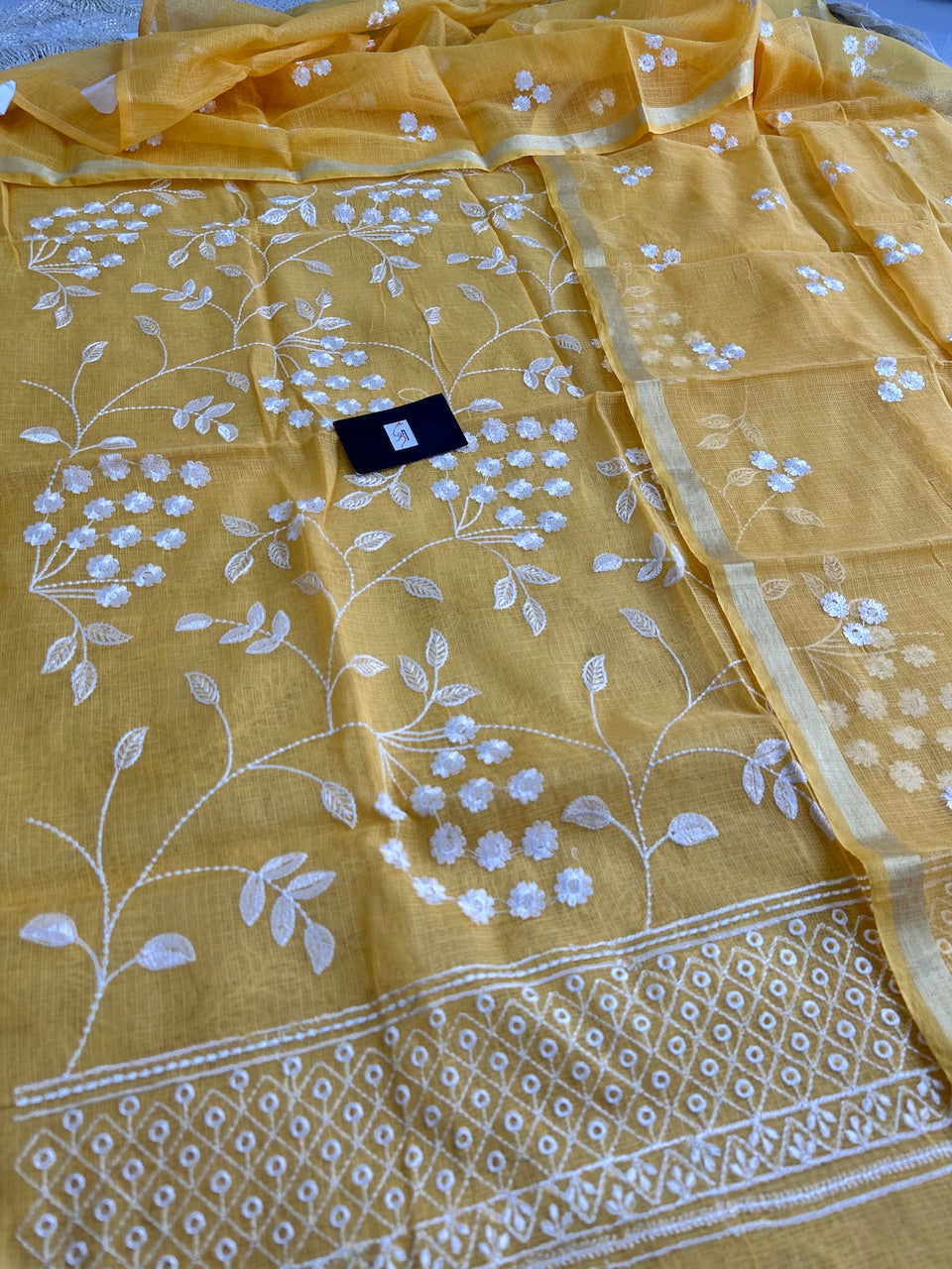 Embroidered Kota Cotton Doria Top N Dupatta (Suit)