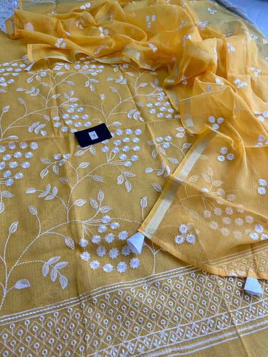 Embroidered Kota Cotton Doria Top N Dupatta (Suit)