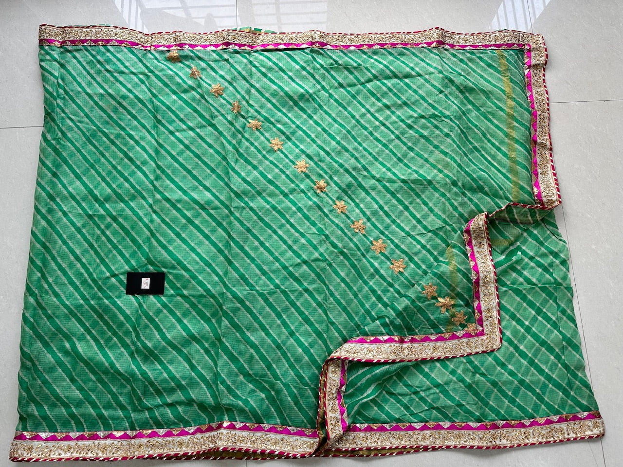 Pure Jaipuri Gota Patti With Lampi Lace Crafted Kota Silk Saree