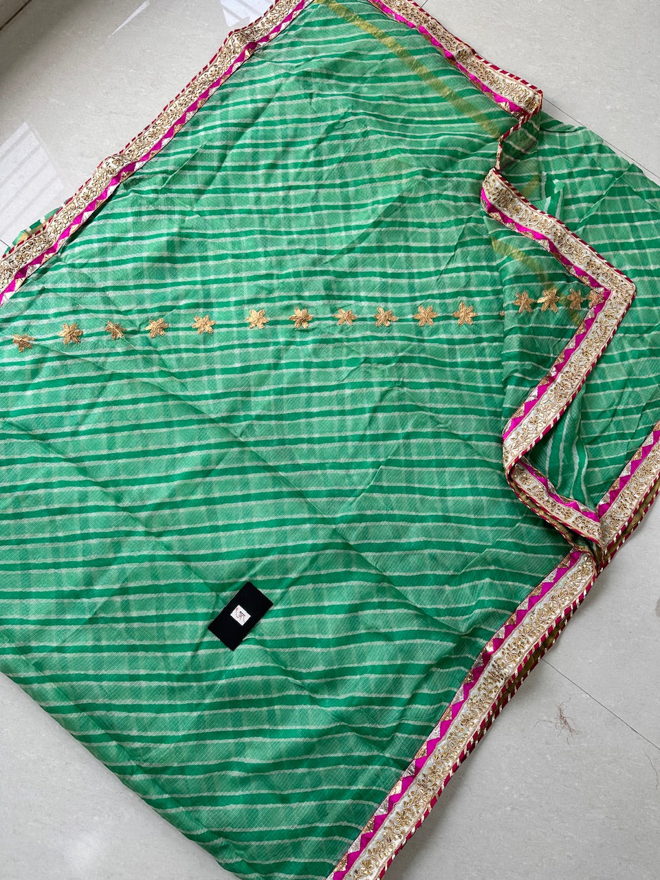 Pure Jaipuri Gota Patti With Lampi Lace Crafted Kota Silk Saree