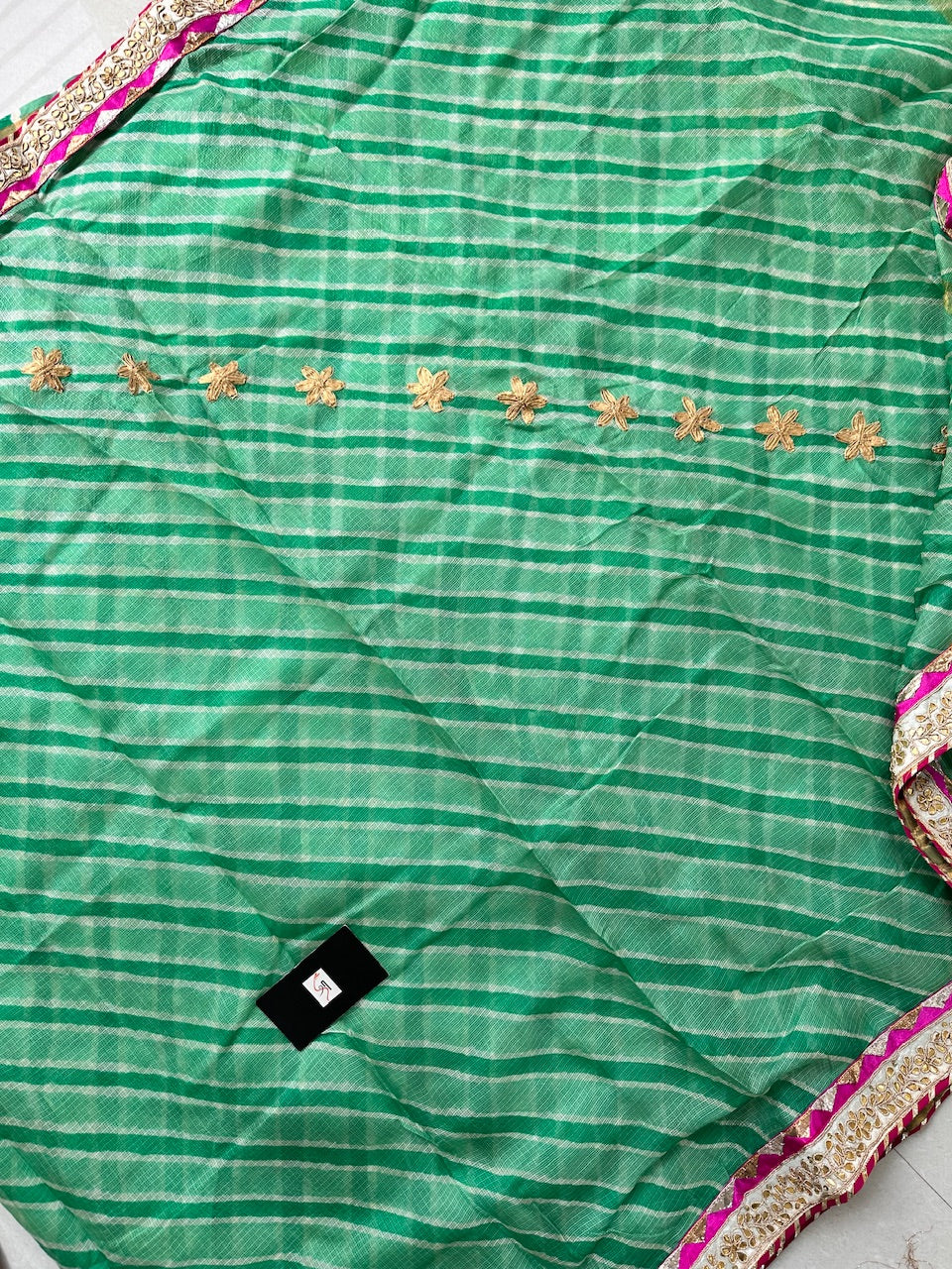 Pure Jaipuri Gota Patti With Lampi Lace Crafted Kota Silk Saree