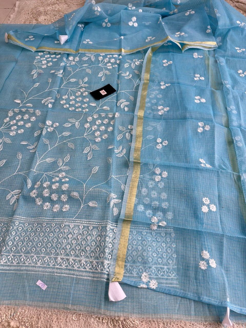 Embroidered Kota Cotton Doria Top N Dupatta (Suit)