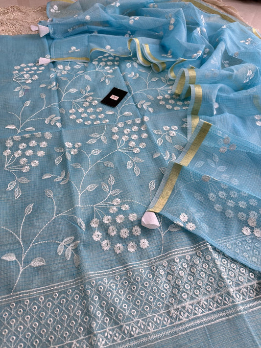 Embroidered Kota Cotton Doria Top N Dupatta (Suit)