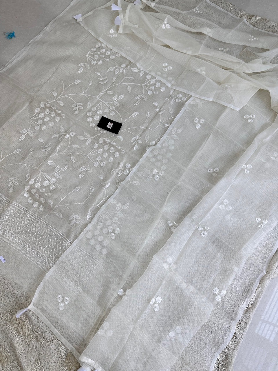 Embroidered Kota Cotton Doria Top N Dupatta (Suit)