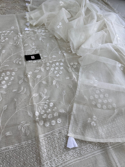 Embroidered Kota Cotton Doria Top N Dupatta (Suit)