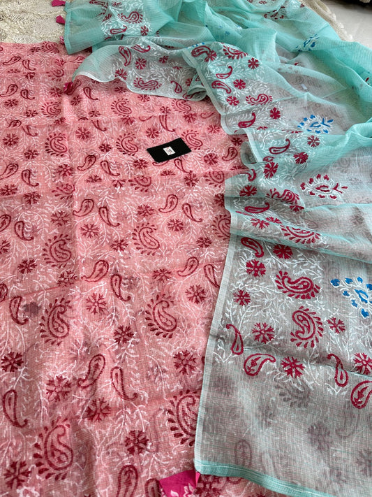 HandBlock Printed Kota Cotton Doria Top N Dupatta (Suit)