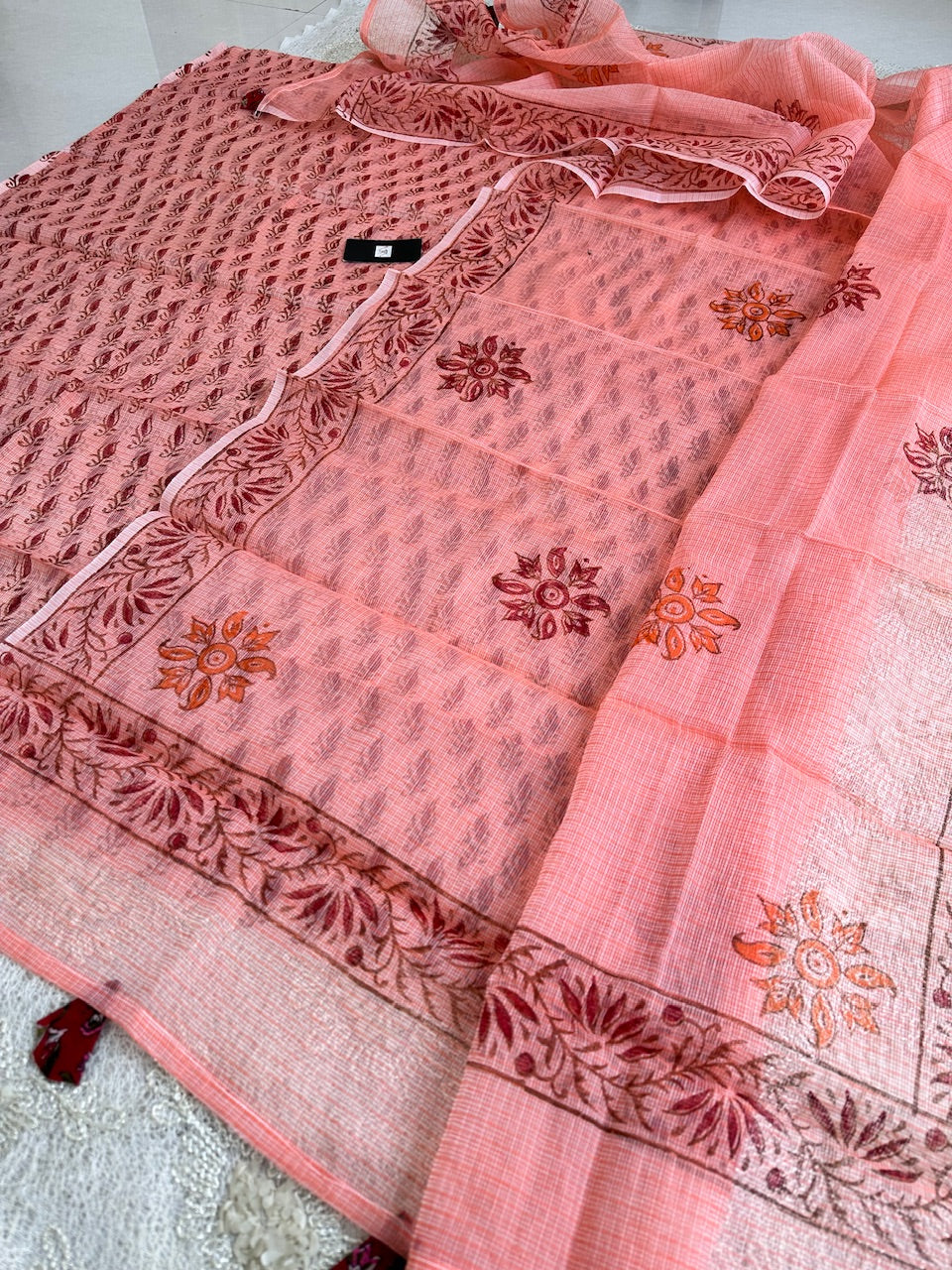 HandBlock Printed Kota Cotton Doria Top N Dupatta (Suit)