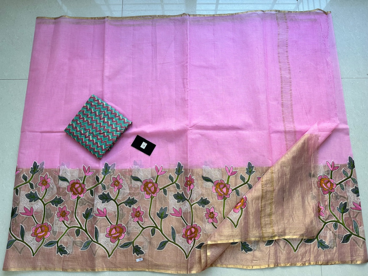 Pure Embroidered Kota Cotton Doria Saree