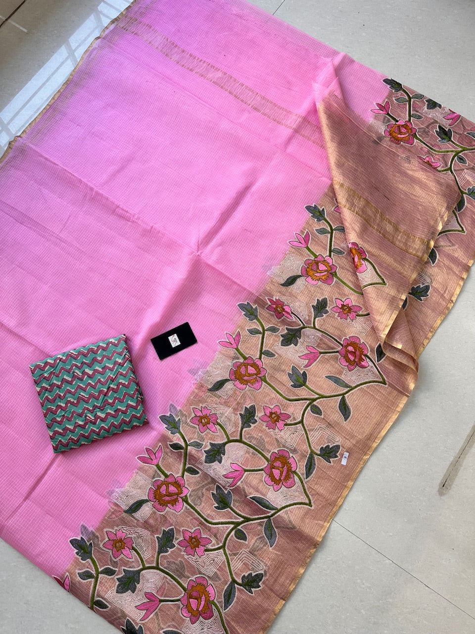 Pure Embroidered Kota Cotton Doria Saree