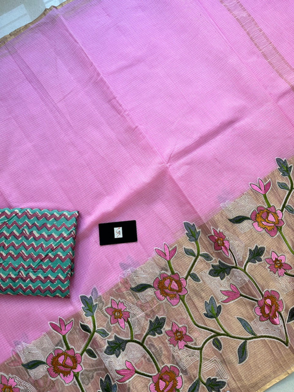 Pure Embroidered Kota Cotton Doria Saree