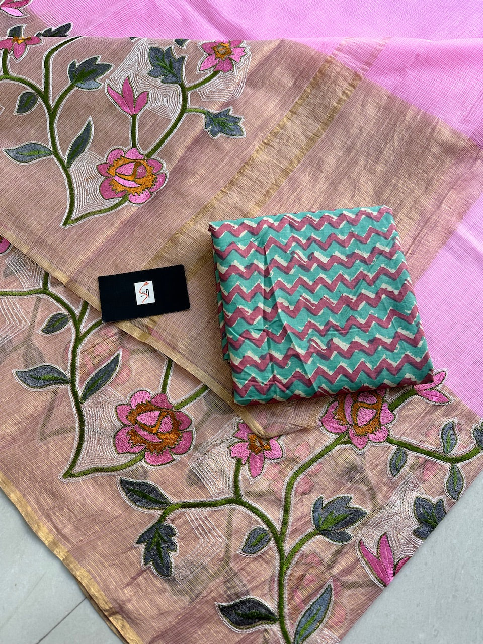 Pure Embroidered Kota Cotton Doria Saree