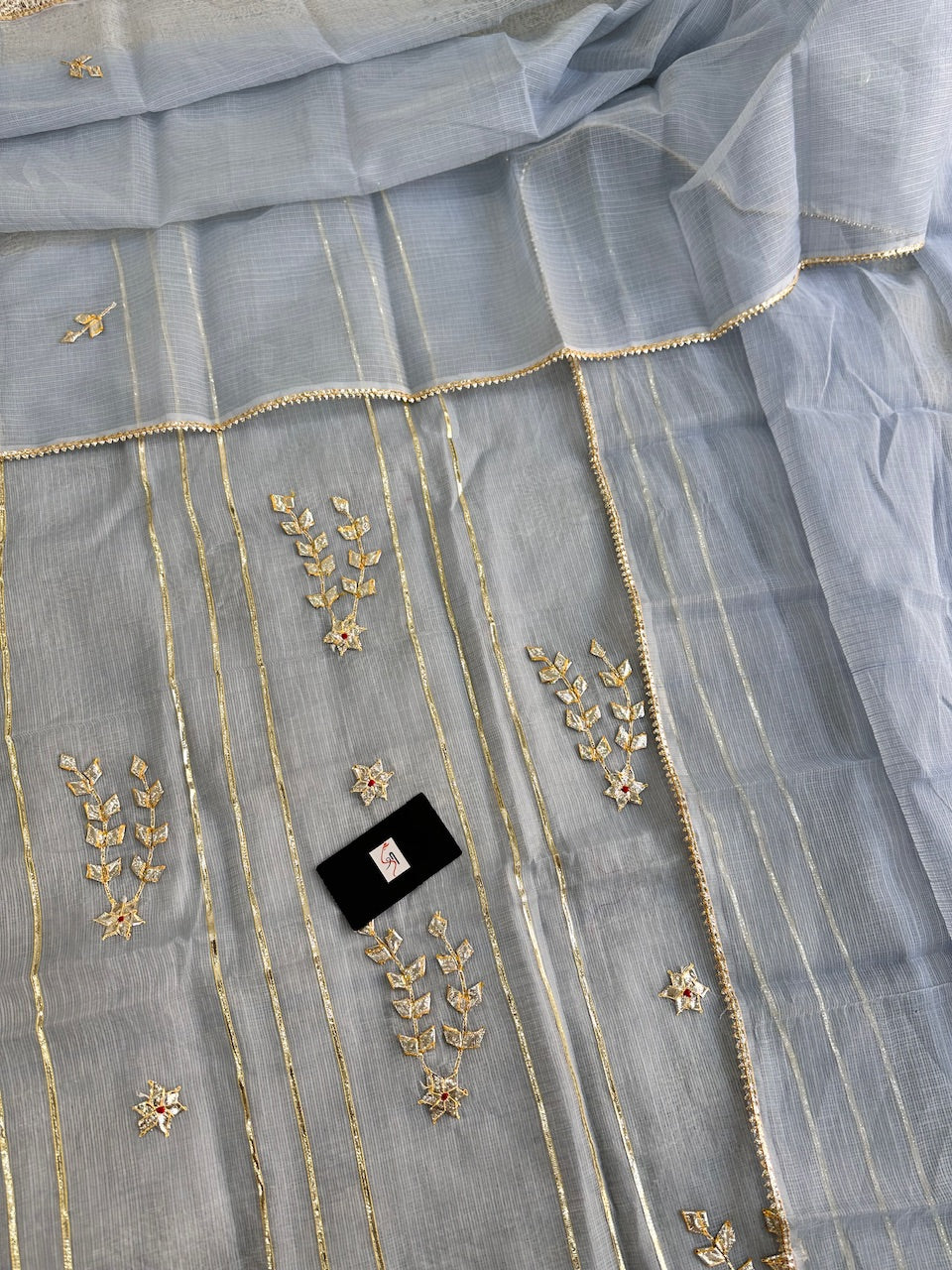 Jaipuri Kachi Gota Patti Hand Embroidered Kota Cotton Doria Top N Dupatta (Suit)