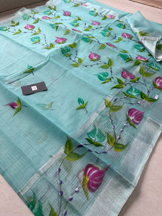 Handpainted Kota Cotton Doria Saree