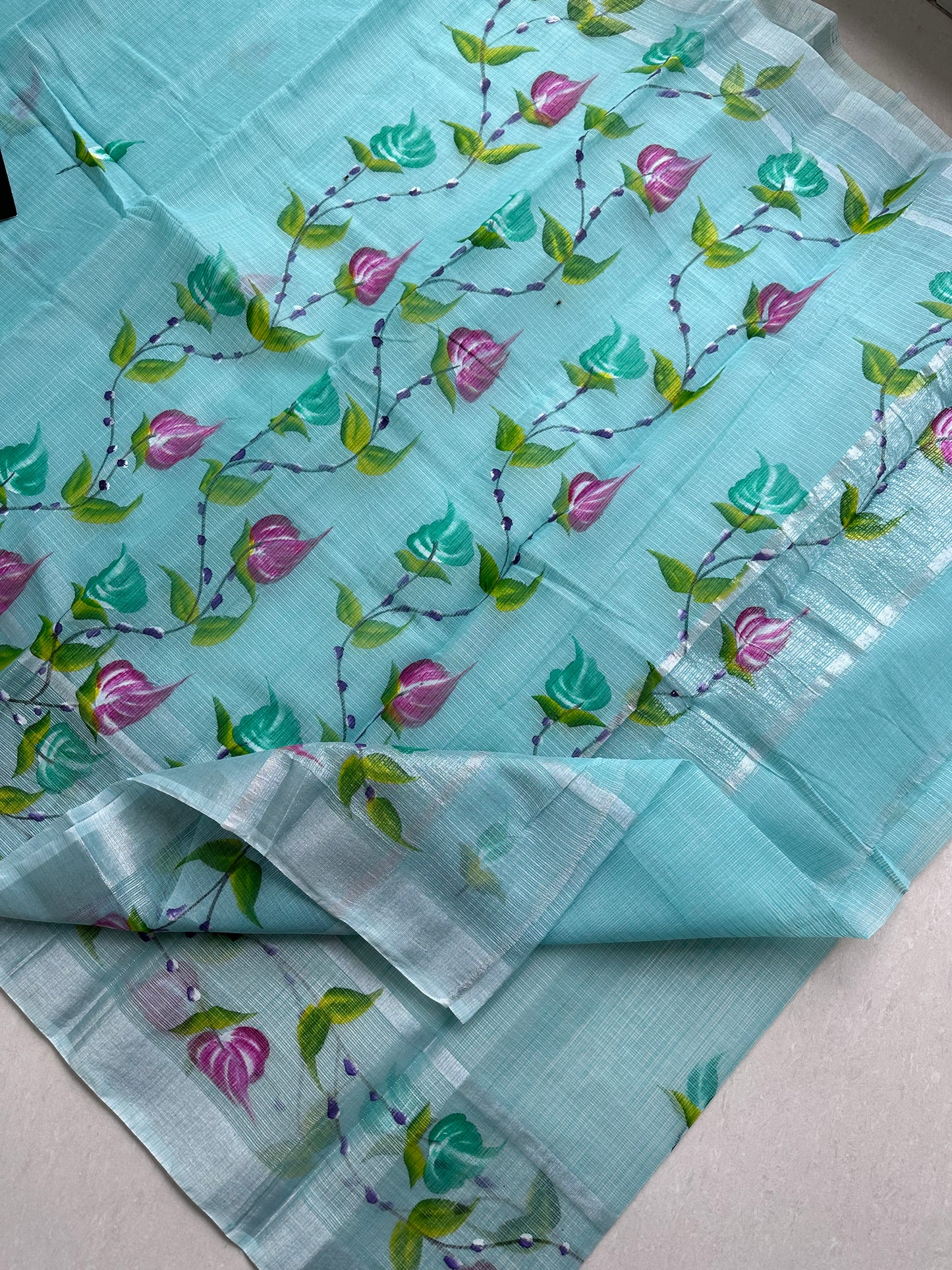 Handpainted Kota Cotton Doria Saree