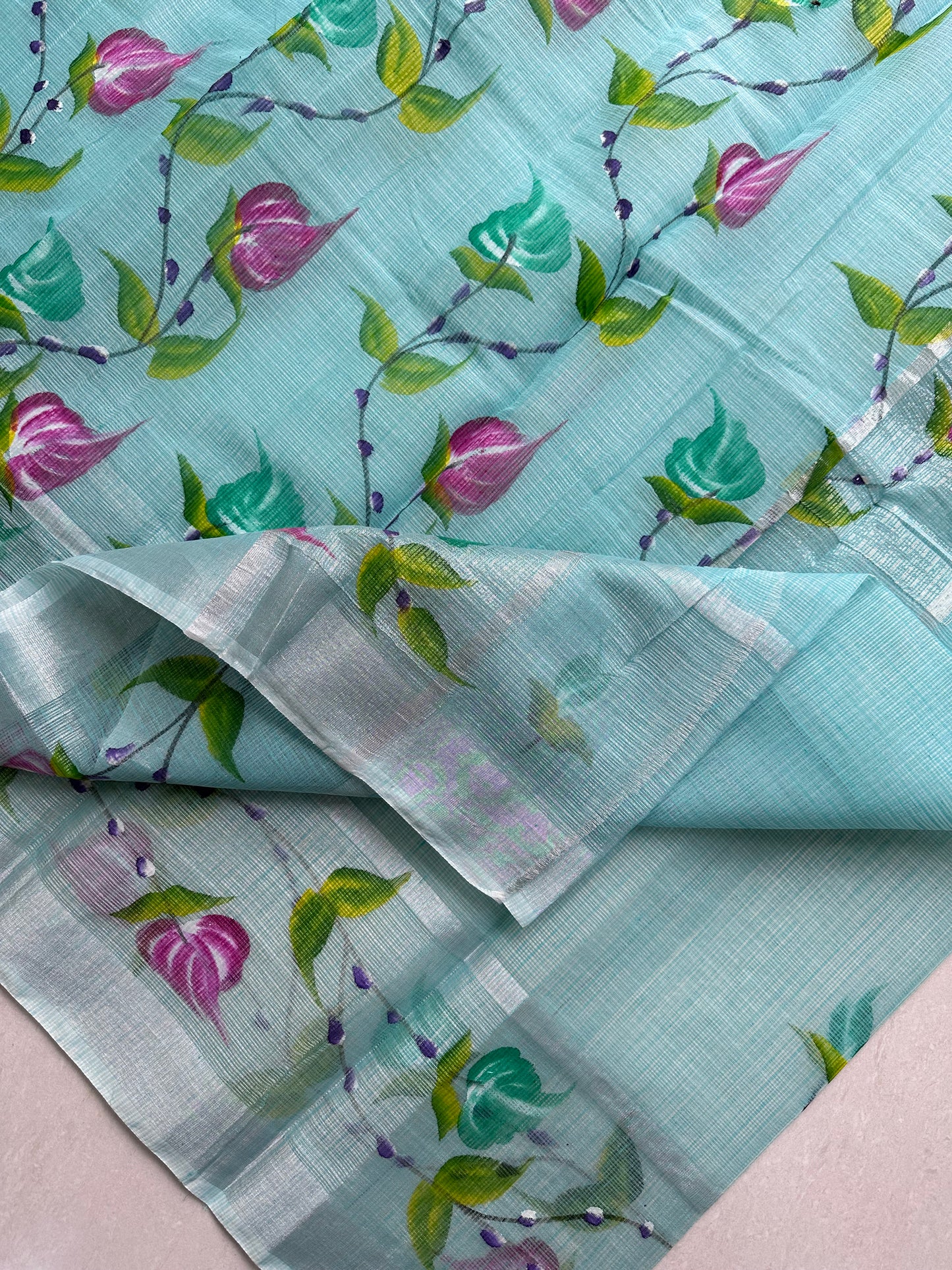 Handpainted Kota Cotton Doria Saree