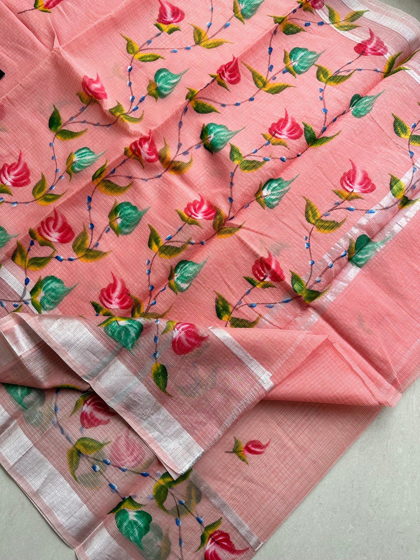 Handpainted Kota Cotton Doria Saree