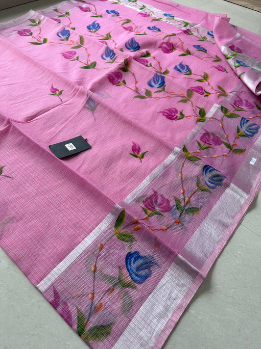 Handpainted Kota Cotton Doria Saree