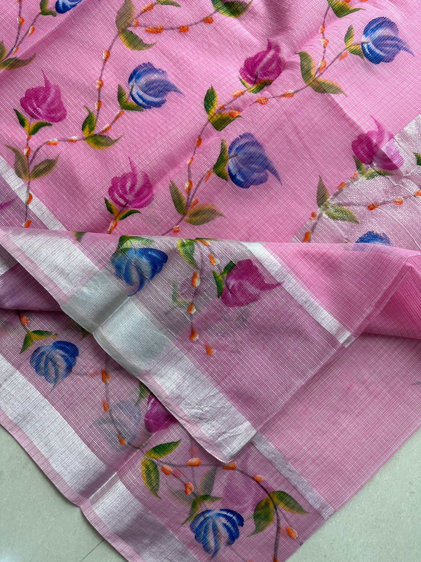 Handpainted Kota Cotton Doria Saree