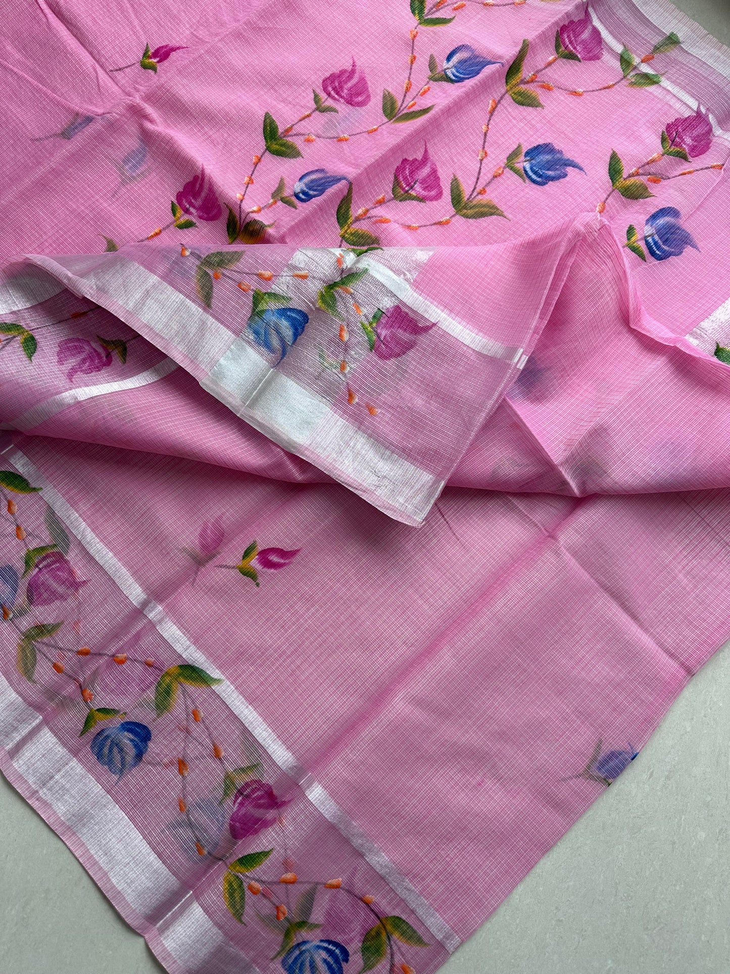 Handpainted Kota Cotton Doria Saree