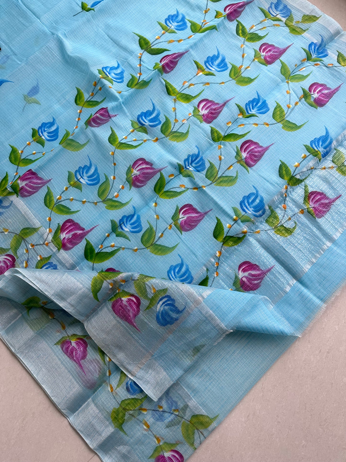 Handpainted Kota Cotton Doria Saree