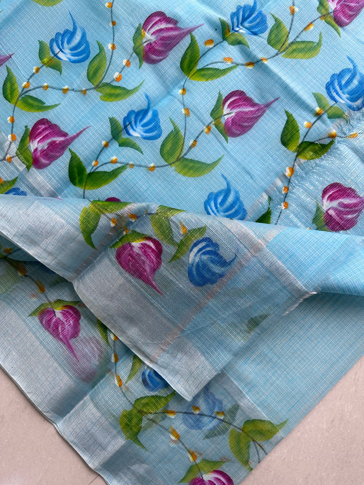 Handpainted Kota Cotton Doria Saree