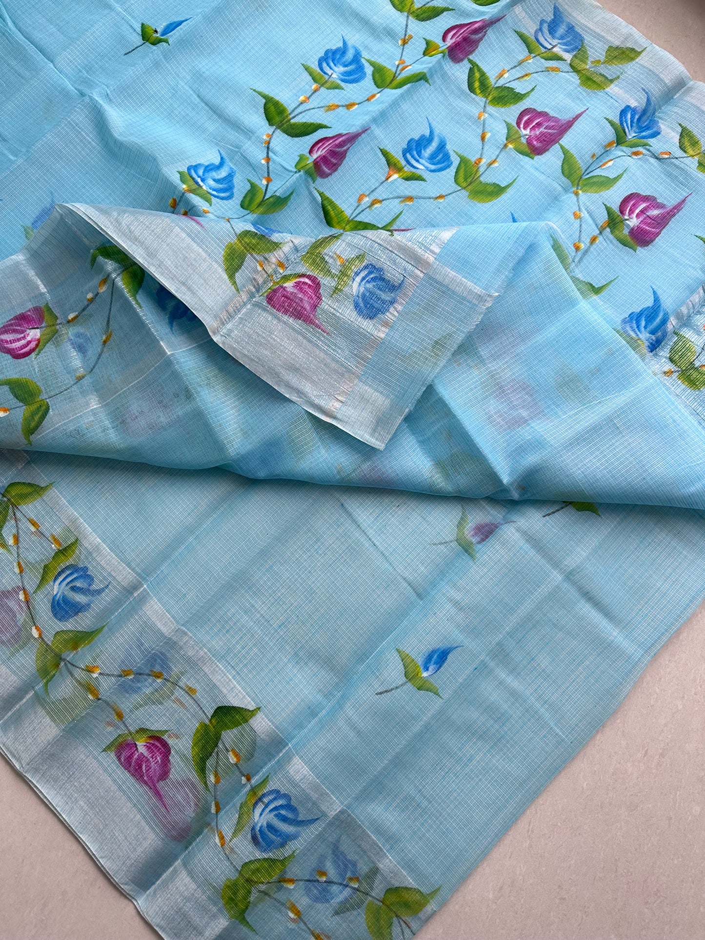 Handpainted Kota Cotton Doria Saree