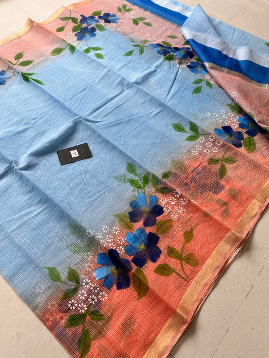 Handpainted Kota Cotton Doria Saree