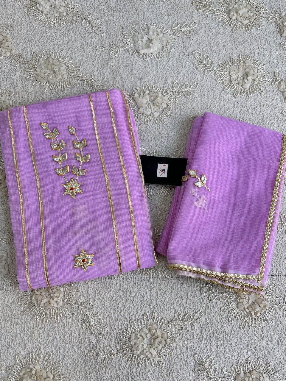 Jaipuri Kachi Gota Patti Hand Embroidered Kota Cotton Doria Saree