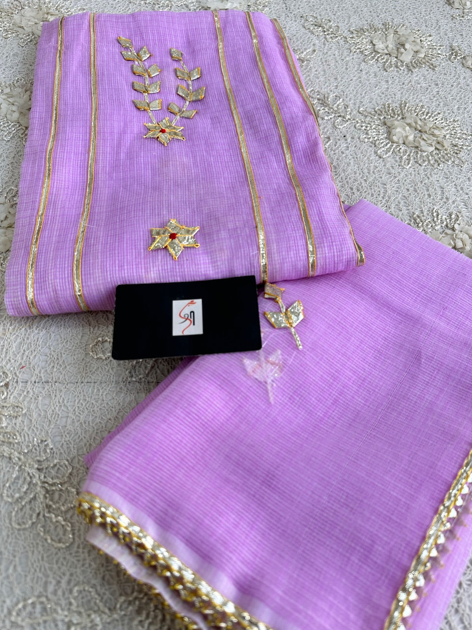 Jaipuri Kachi Gota Patti Hand Embroidered Kota Cotton Doria Saree