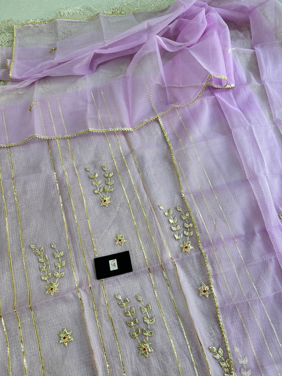 Jaipuri Kachi Gota Patti Hand Embroidered Kota Cotton Doria Saree