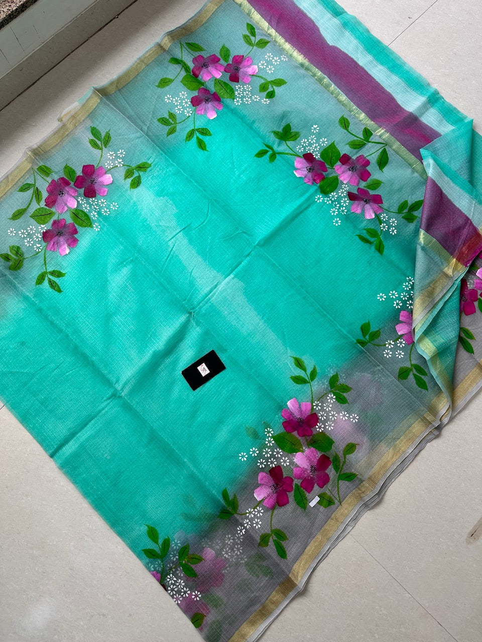 Handpainted Kota Cotton Doria Saree