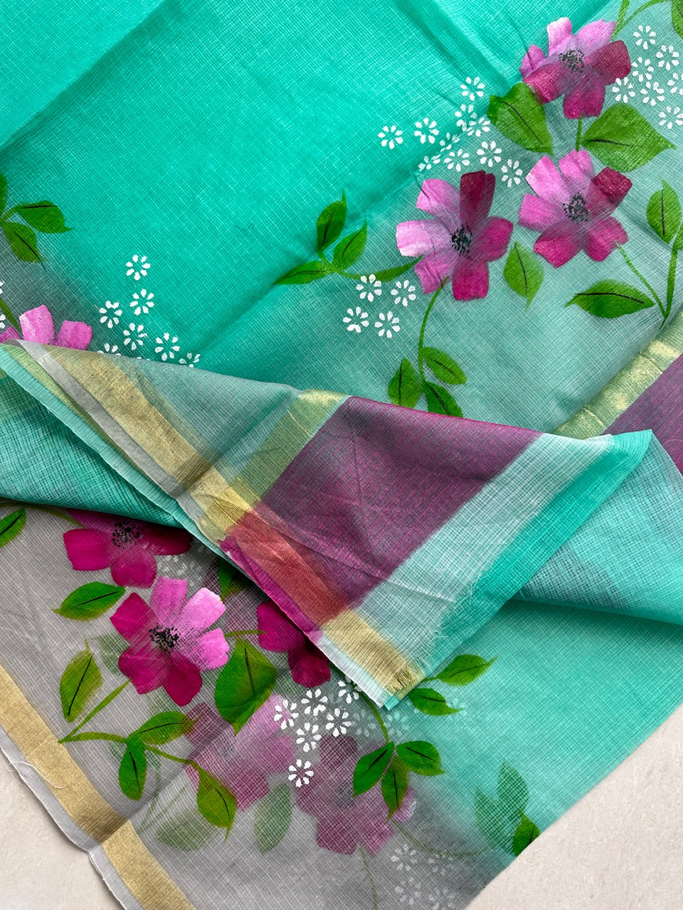 Handpainted Kota Cotton Doria Saree