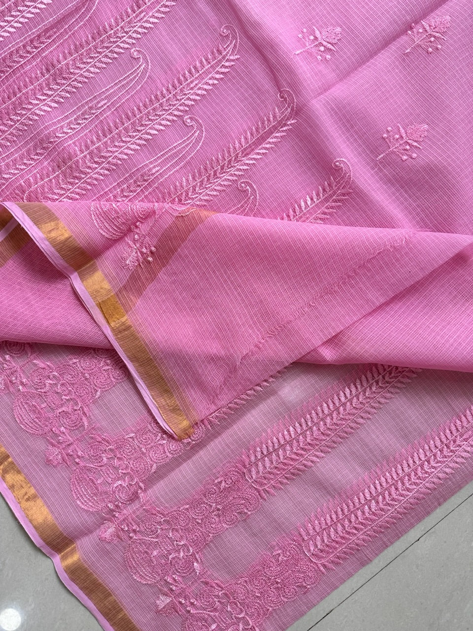 Pure Embroidered Kota Cotton Doria Saree