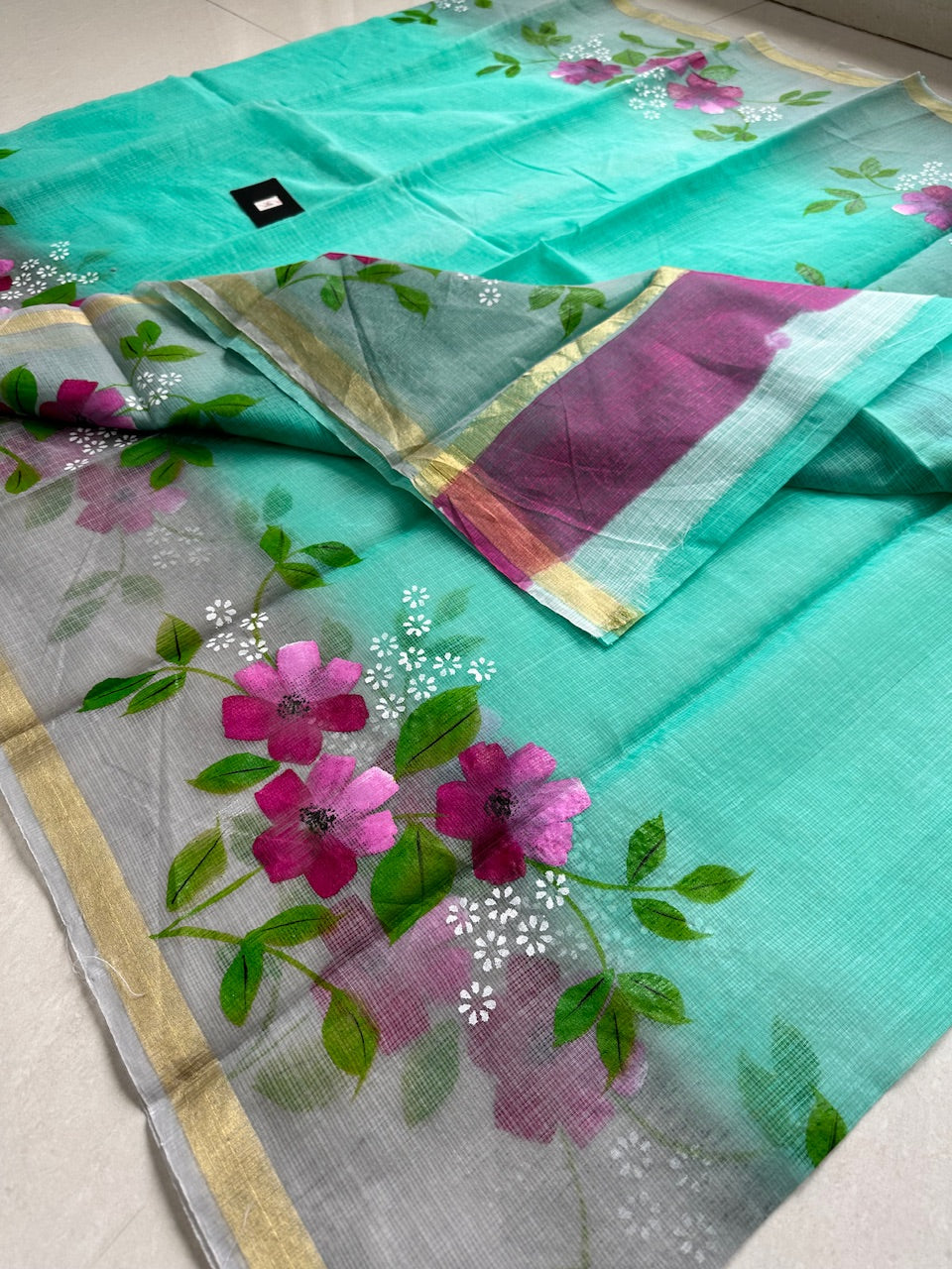 Handpainted Kota Cotton Doria Saree