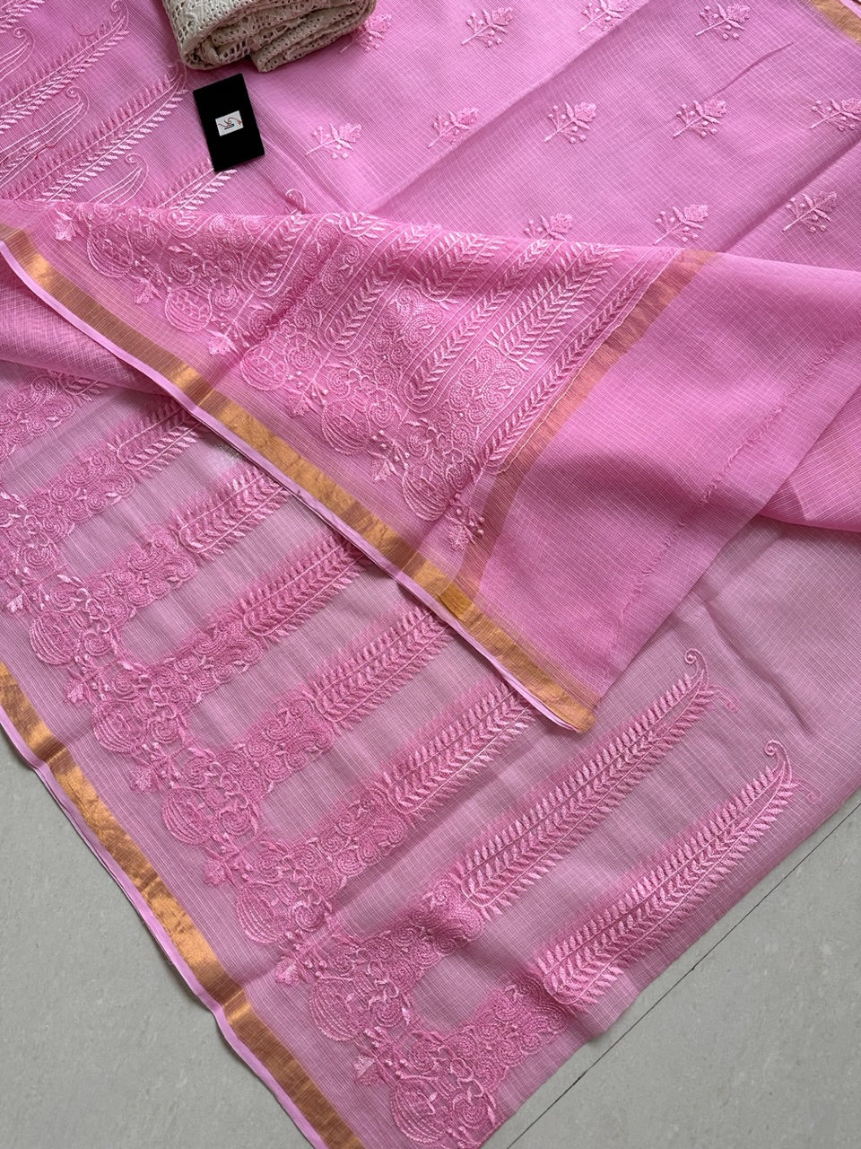 Pure Embroidered Kota Cotton Doria Saree