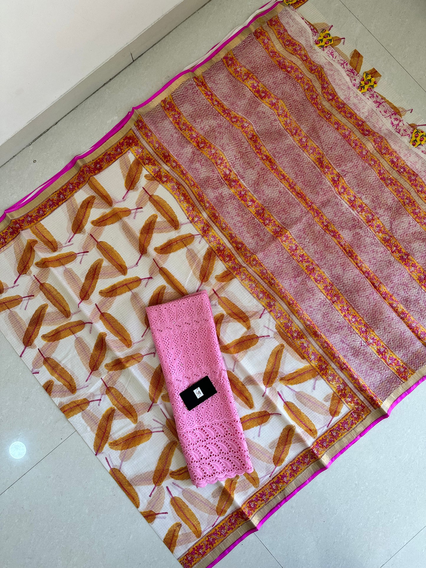 HandBlock Printed Pure Kota Cotton Doria Saree