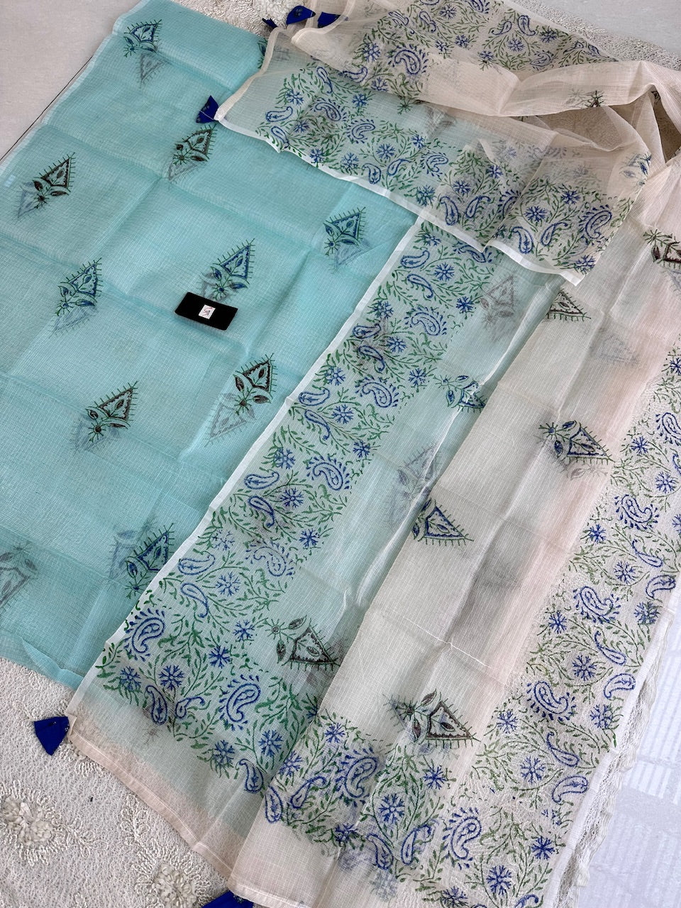 HandBlock Printed Kota Cotton Doria Top N Dupatta (Suit)