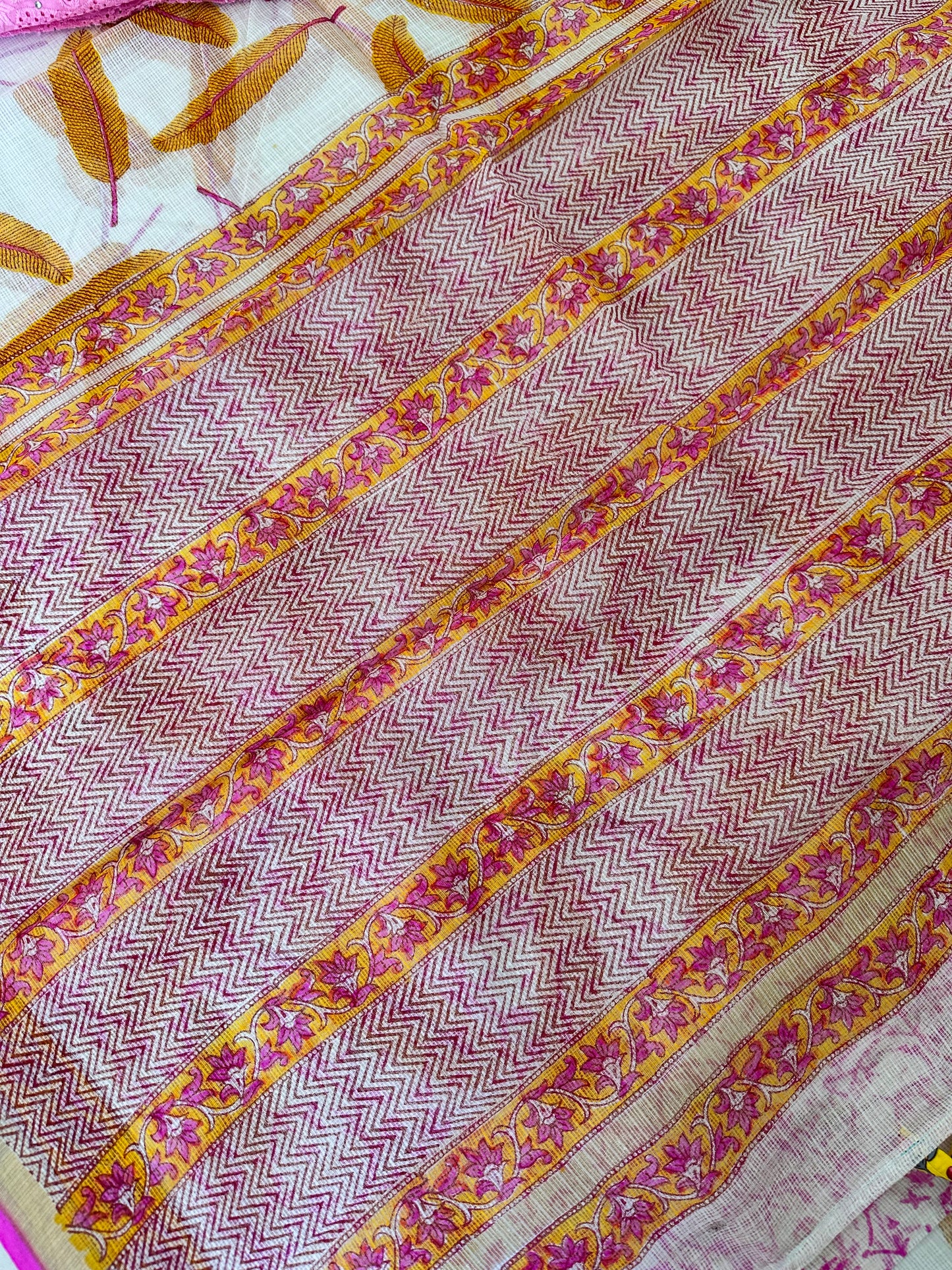 HandBlock Printed Pure Kota Cotton Doria Saree