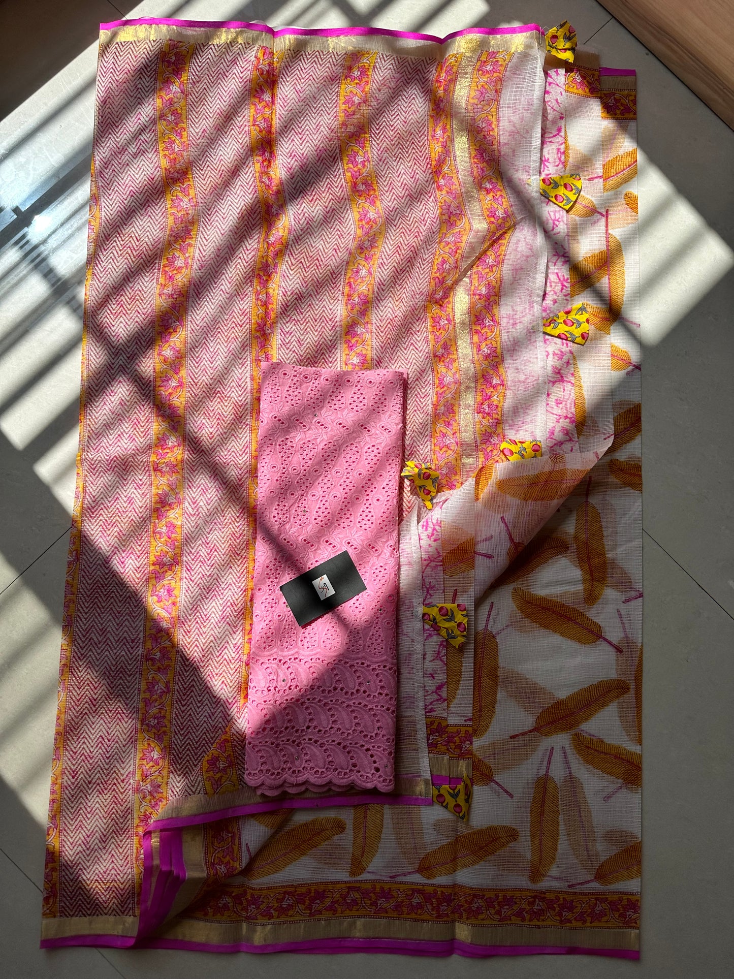 HandBlock Printed Pure Kota Cotton Doria Saree