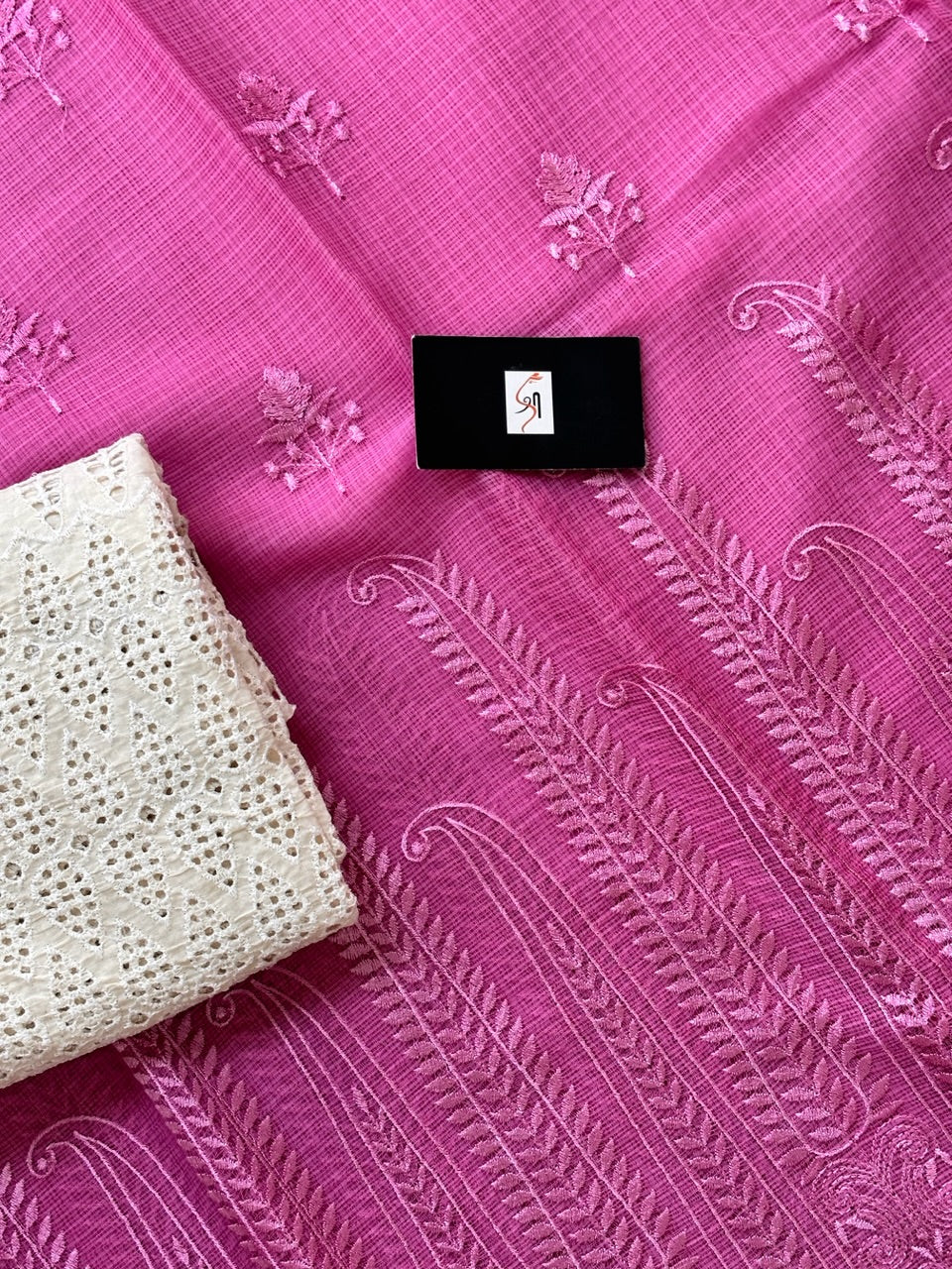 Pure Embroidered Kota Cotton Doria Saree