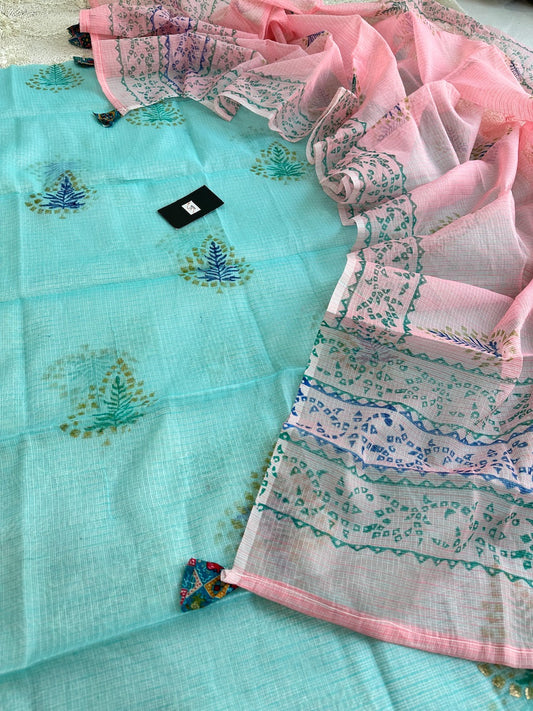 HandBlock Printed Kota Cotton Doria Top N Dupatta (Suit)