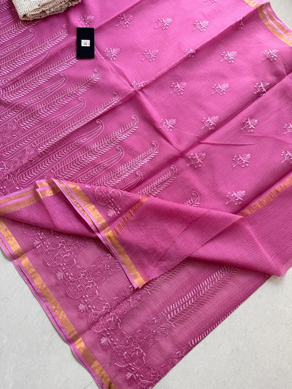 Pure Embroidered Kota Cotton Doria Saree