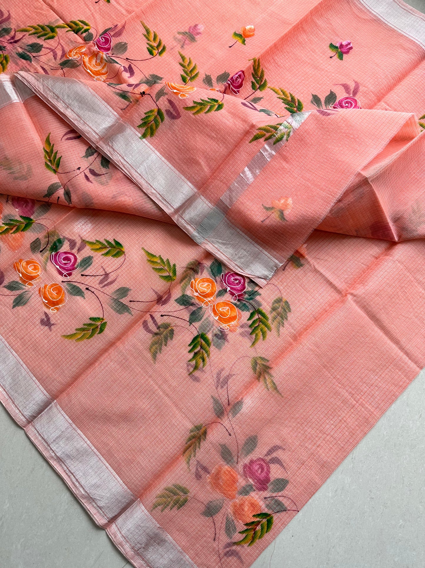 Handpainted Kota Cotton Doria Saree