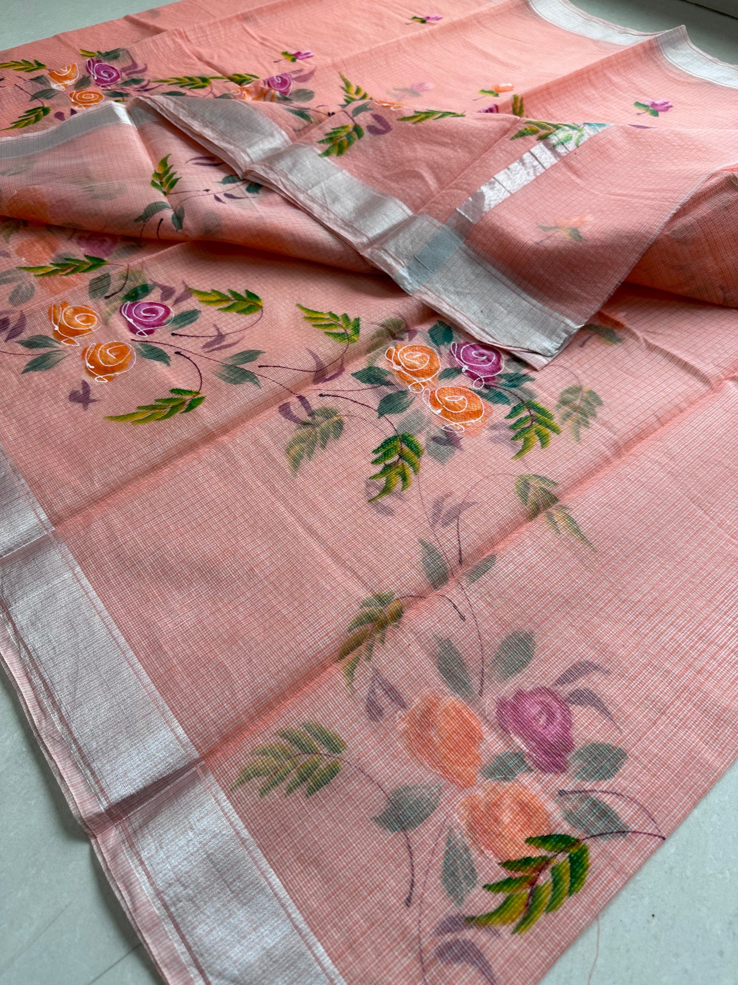 Handpainted Kota Cotton Doria Saree