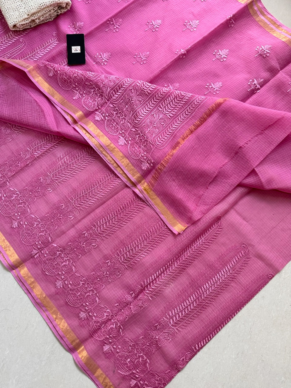 Pure Embroidered Kota Cotton Doria Saree